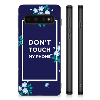 Samsung Galaxy S10 | TPU Hoesje | Flowers Blue DTMP Samsung Galaxy S10 | TPU Hoesje | Flowers Blue DTMP
