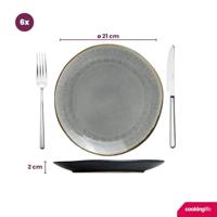Cookinglife Ontbijtborden / Dessertborden Nola Warm Grey ø 21 cm - 6 stuks - thumbnail