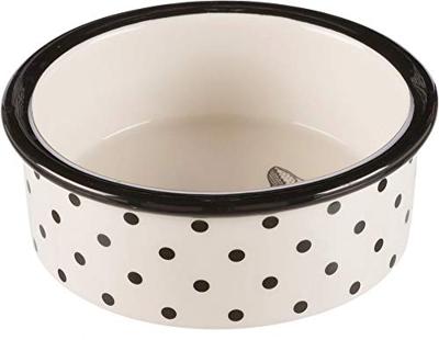TRIXIE VOERBAK / WATERBAK KERAMIEK WIT / ZWART 12 CM 300 ML 4 ST