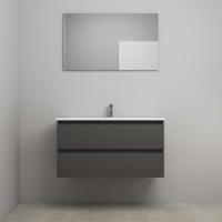 On-Line Badkamermeubelset - 100 cm - Voorgemonteerd - Acryl Wastafel - 1 Kraangat - Spiegel - Mat Antraciet - thumbnail