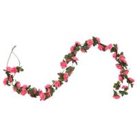 VidaXL Kerstslingers met bloemen 6 st 240 cm roodroze - thumbnail
