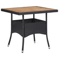 Tuintafel poly rattan en massief acaciahout zwart - thumbnail