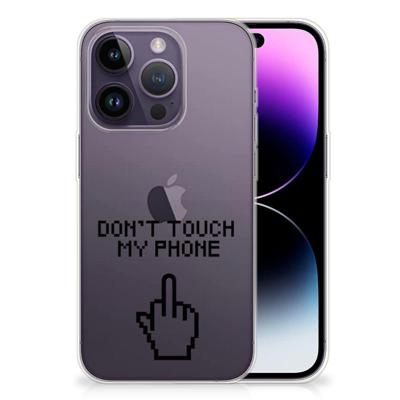 Apple iPhone 14 Pro Silicone-hoesje Finger Don't Touch My Phone Apple iPhone 14 Pro Silicone-hoesje Finger Don't Touch My Phone