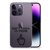 Apple iPhone 14 Pro Silicone-hoesje Finger Don't Touch My Phone - thumbnail