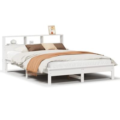 Bedframe zonder matras massief grenenhout wit 150x200 cm