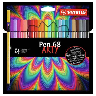 STABILO Pen 68, premium viltstift, ARTY etui met 24 kleuren STABILO Pen 68, premium viltstift, ARTY etui met 24 kleuren