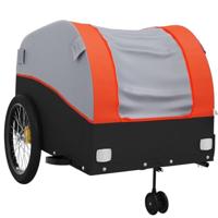 VidaXL Fietstrailer 45 kg ijzer zwart en oranje - thumbnail
