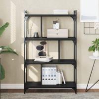 Boekenkast 4-laags 76x32x123 cm bewerkt hout zwart - thumbnail