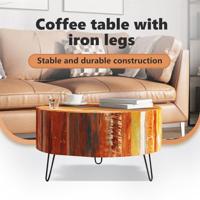 Salontafel rond massief gerecycled hout - thumbnail