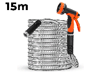 FlinQ RVS Flexibele Tuinslang - 15 meter - Waterslang met Sproeikop - thumbnail