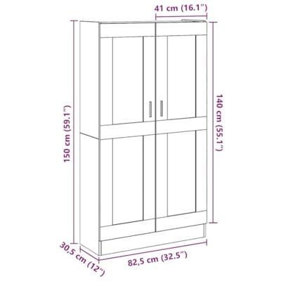 Hoge kast 82,5x30,5x150 cm bewerkt hout artisanaal eikenkleur