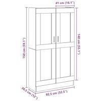 Hoge kast 82,5x30,5x150 cm bewerkt hout artisanaal eikenkleur - thumbnail