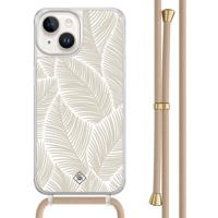 iPhone 14 hoesje met beige koord - Palm leaves beige - thumbnail