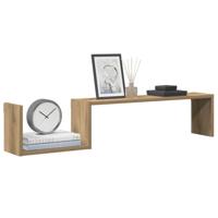 Wandschappen 2 st 100x15x20 cm bewerkt hout artisanaal eiken - thumbnail