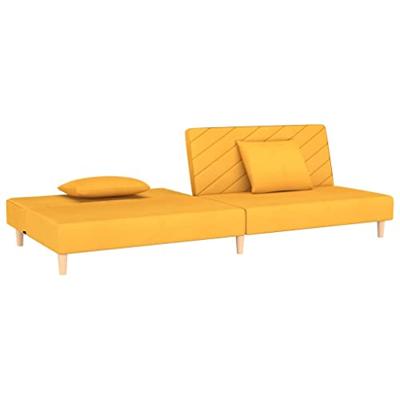 Slaapbank 2-zits met 2 kussens stof geel