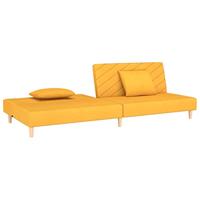 Slaapbank 2-zits met 2 kussens stof geel - thumbnail