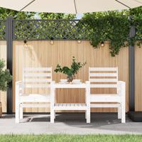 Tuinbank met tafel 2-zits massief grenenhout wit - thumbnail