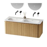 Saniclass Terra Wastafelonderkast - 120cm - 2 lades - wastafel solid surface - 1 wasbakken - zonder kraangaten - afgeronde hoeken - sandwood (Licht eiken) SW1174101/SW1418386 - thumbnail