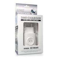 Eaxus Ladestation 3in1 USB-laadstation 1x USB-A, 1x USB-C, 1x Apple MagSafe Wit Binnen - thumbnail