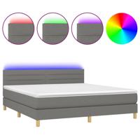 Boxspring met matras en LED stof donkergrijs 180x200 cm - thumbnail