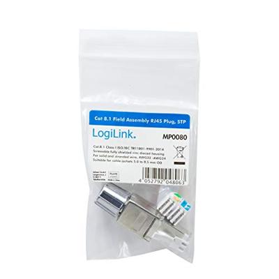 LogiLink MP0080-CAT MP0080 veldconfectioneerbare RJ45-stekker CAT 8.1-EconLine, grijs, roestvrij staal