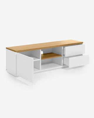 Kave Home TV-meubel 'Abilen' Eiken, 150 x 44cm, kleur Wit