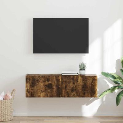 TV Wandkast Gerookt eiken 60 x 31 x 29.5 cm Bewerkt hout TV Wandkast Gerookt eiken 60 x 31 x 29.5 cm Bewerkt hout