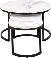 Bendt Salontafel 'Flemming' Set van 2 stuks, Marmerlook, kleur Wit - thumbnail