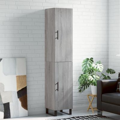 Hoge kast 34,5x34x180 cm bewerkt hout grijs sonoma eikenkleurig