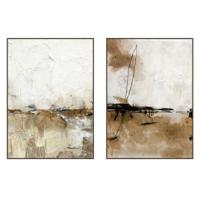 Canvas Home ESPRIT Wit Bruin Beige Abstract Modern 103 x 4,5 x 143 cm (2 Stuks) - thumbnail