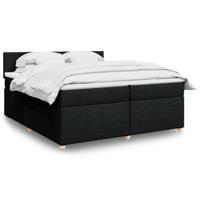 Boxspring met matras stof zwart 200x200 cm - thumbnail