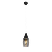 QAZQA Moderne hanglamp zwart met smoke glas - Drop - thumbnail