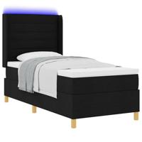 Boxspringbed met matras met hoofdeinde Zwart 100 x 200 cm Stof - thumbnail