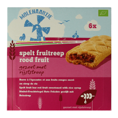 Molenaartje Spelt fruitreep rood fruit bio 180 Gram
