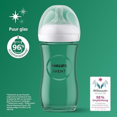 Philips AVENT Natural Response 3 glazen flessen + fopspeenset doorzichtig