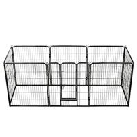 Hondenren met 8 panelen 80x100 cm staal zwart - thumbnail