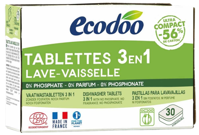 Ecodoo Vaatwastabletten 3-in-1 geconcentreerd eco 30 Stuks