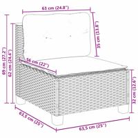 9-delige Loungeset met kussens poly rattan beige - thumbnail
