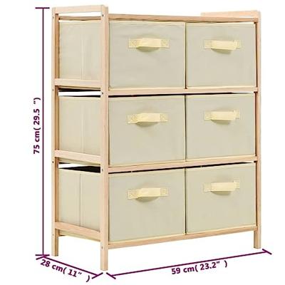 Opbergmeubel met 6 stoffen manden cederhout beige