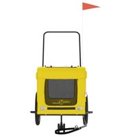 Hondenfietstrailer oxford stof en ijzer geel en zwart - thumbnail