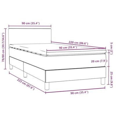 Boxspring met matras fluweel lichtgrijs 90x220 cm
