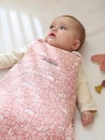 Mouwloze slaapzak van katoengaas personaliseerbaar IN HET BOS oudroze - thumbnail