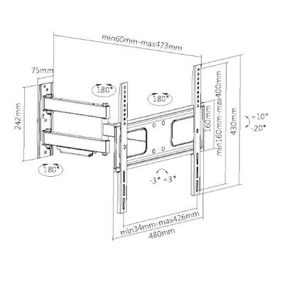 My Wall H 25-1 L TV-beugel 81,3 cm (32) - 139,7 cm (55) Kantelbaar, Zwenkbaar