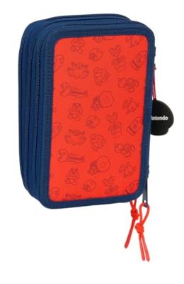 Schooletui met Accessoires Super Mario Trick Rood Donkerblauw 12,5 x 19,5 x 5,5 cm 37 Onderdelen
