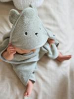 Badcape + washandje van biologisch katoen amandel - thumbnail