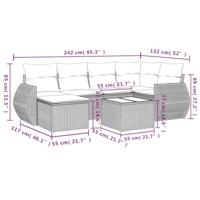7-delige Loungeset met kussens poly rattan grijs - thumbnail