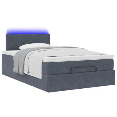 Ottoman bed met matras en LED's 120x200cm fluweel donkergrijs