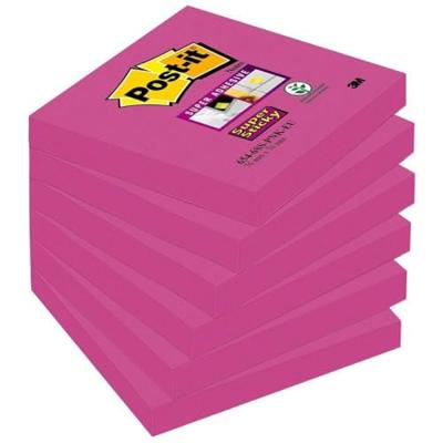 Post-it Super Sticky notes, 90 vel, ft 76 x 76 mm, pak van 6 blokken, roze (tropical pink)