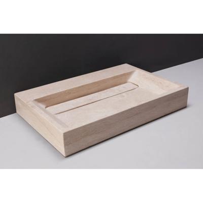 Wastafel Forzalaqua Bellezza Travertin Gezoet 80,5x51,5x9 cm Zonder Kraangat Wastafel Forzalaqua Bellezza Travertin Gezoet 80,5x51,5x9 cm Zonder Kraangat