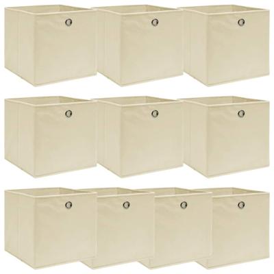 Opbergboxen 10 st 32x32x32 cm stof crmekleurig